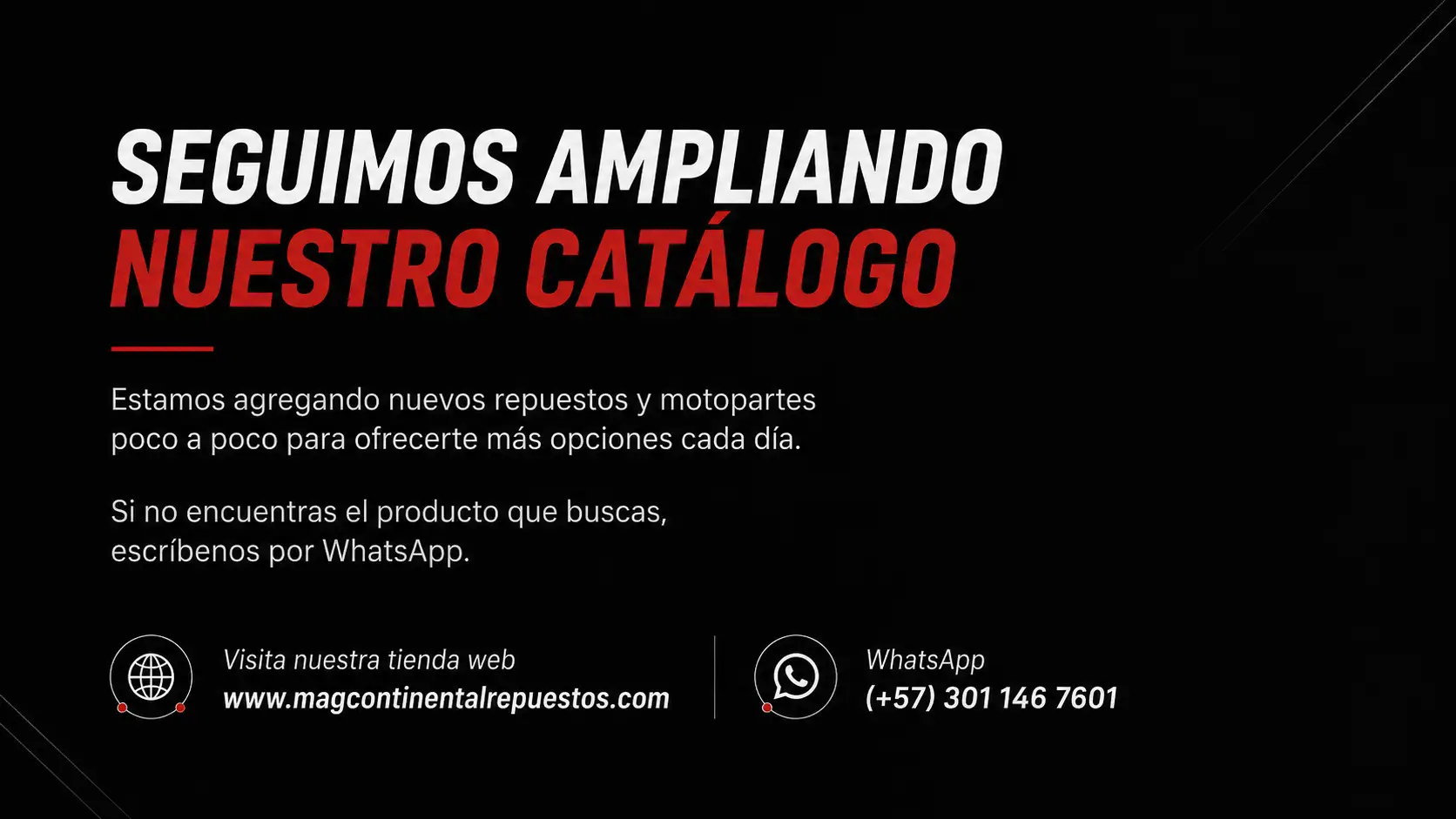 Nuevos repuestos y motopartes en el catálogo de MAG Continental
